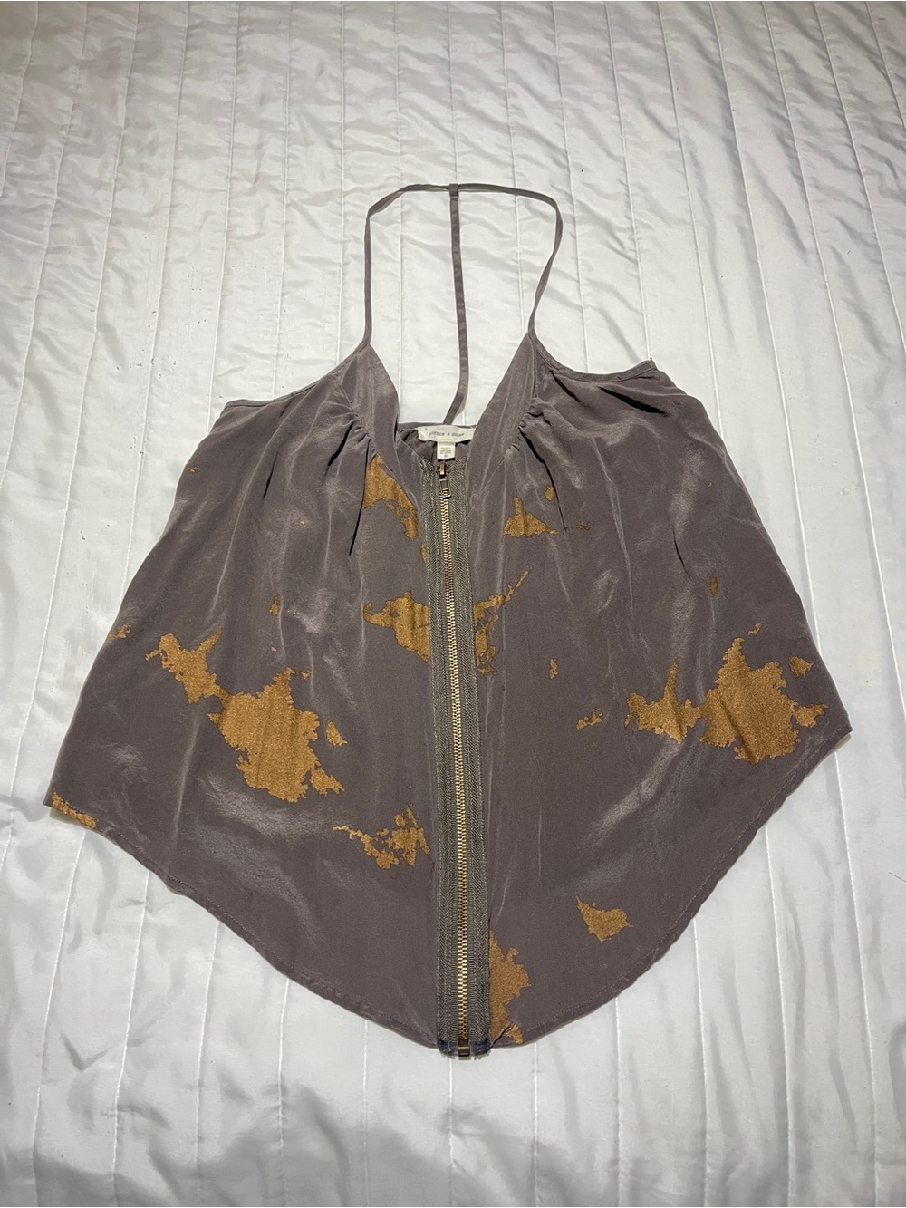silence + noise Taupe Halter Camisole with Gold Metallic Accents